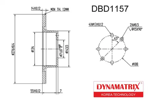 Тормозной диск DYNAMAX DBD1157 полный , задняя ось