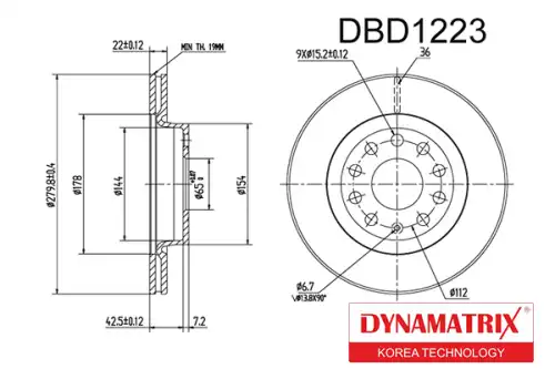 Тормозной диск DYNAMAX DBD1223 вентилируемый , передняя ось