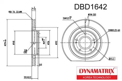 Тормозной диск DYNAMAX DBD1642 вентилируемый , передняя ось