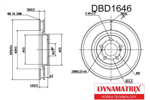 Тормозной диск DYNAMAX DBD1646 вентилируемый , передняя ось