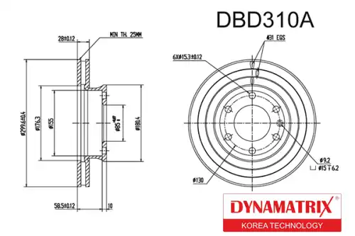 Тормозной диск DYNAMAX DBD310A вентилируемый , передняя ось