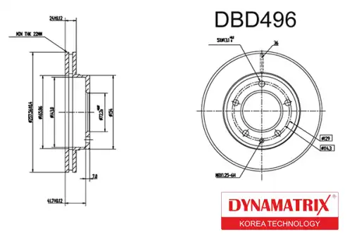 Тормозной диск DYNAMAX DBD496 вентилируемый , передняя ось