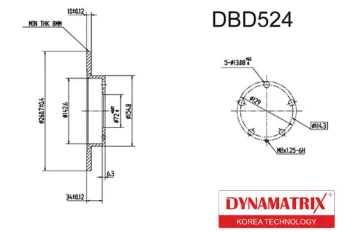 Тормозной диск DYNAMAX DBD524 полный , задняя ось