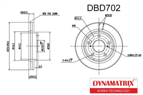 Тормозной диск DYNAMAX DBD702 вентилируемый , передняя ось