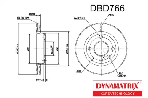 Тормозной диск DYNAMAX DBD766 вентилируемый , передняя ось