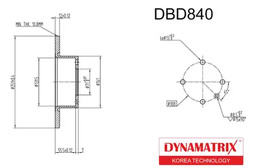 Тормозной диск DYNAMAX DBD840 полный , задняя ось