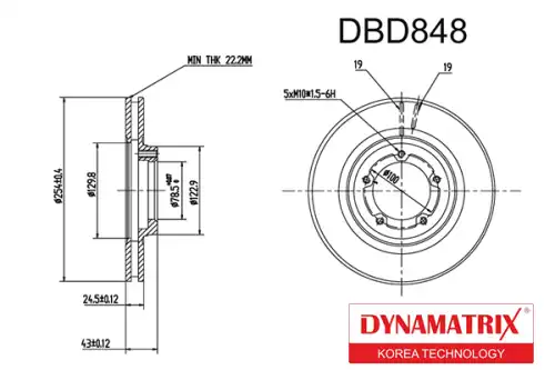 Тормозной диск DYNAMAX DBD848 вентилируемый , передняя ось