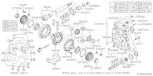 SHIM-DRIVE PINIONAT 31451AA240 SUBARU