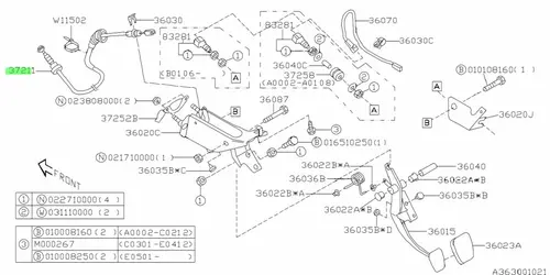 Трос сцепления SUBARU 37214AA050