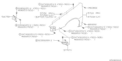 BRKT FEND SD CP RH 51625FA190 SUBARU
