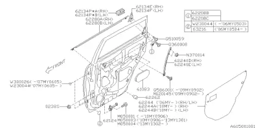 Стеклоподъемник  SUBARU 62240XA00B9P
