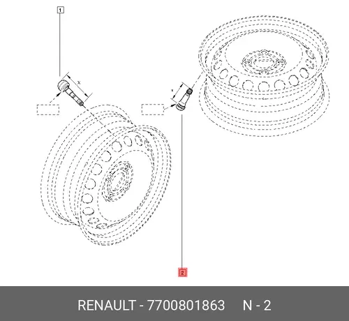 вентиль колеса в сборе!\ Renault Master 09> 7700801863