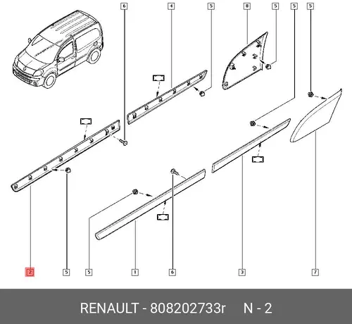 808202733R МОЛДИНГ ДВЕРИ ПЕР ПРАВ ПЛАС) RENAULT