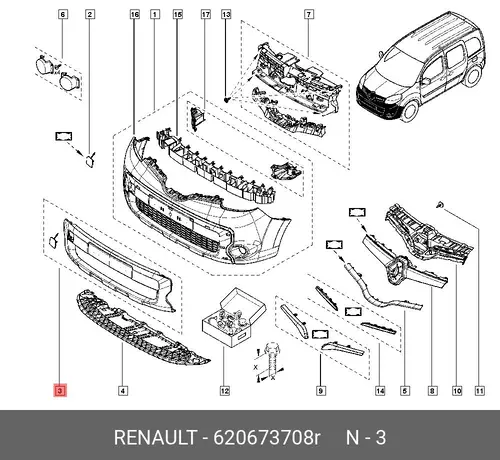 BANDEAU CTL BOUCLIER AV 620673708R RENAULT