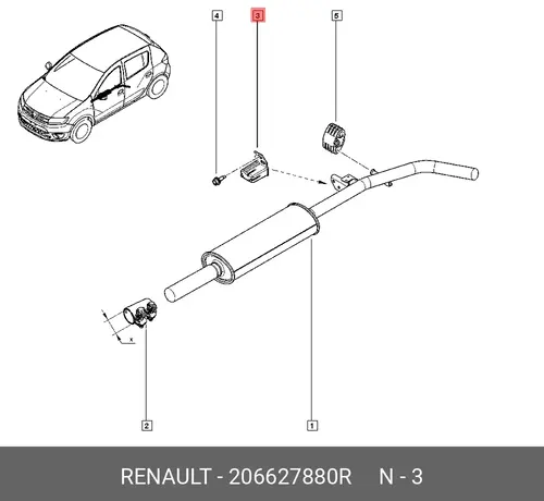крепление глушителя!\ Renault 206627880R