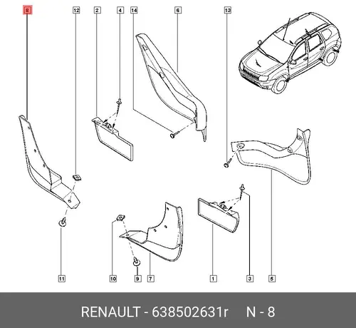 BAVETTE AV D 638502631R RENAULT