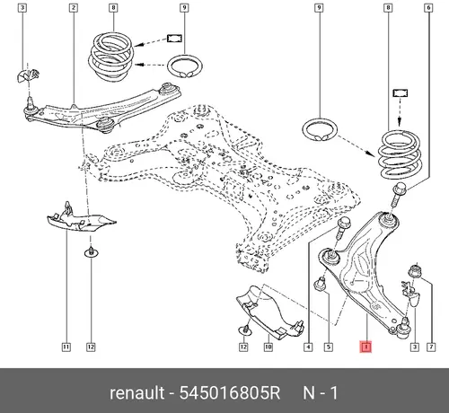 Рычаг подвески RENAULT 545016805R слева