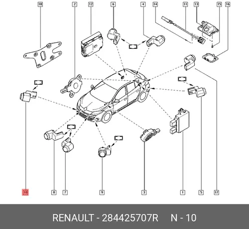 ДАТЧИК ПАРКТРОНИКА 284425707R RENAULT