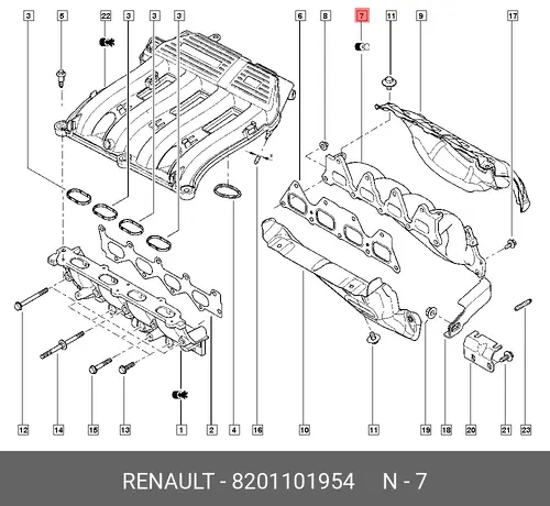 Коллектор выпускной RENAULT 8201101954
