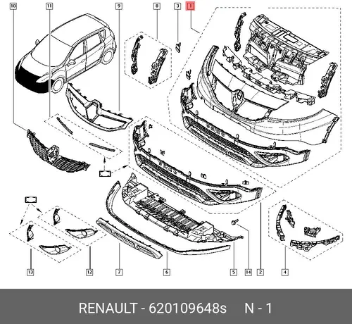 620109648S БАМПЕР ПЕРЕДНИЙ RENAULT