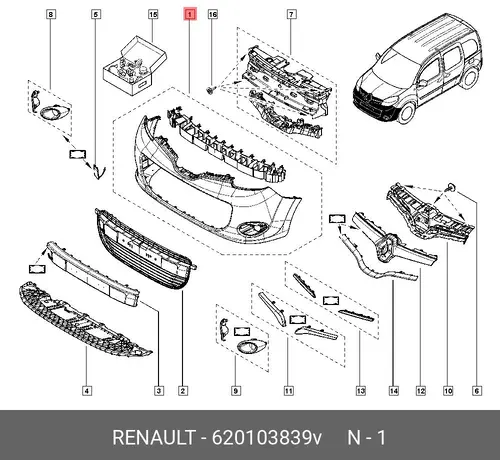 КОМПЛ БАМПЕРА ПЕР 2ШТ (ПЛАС) 620103839V RENAULT