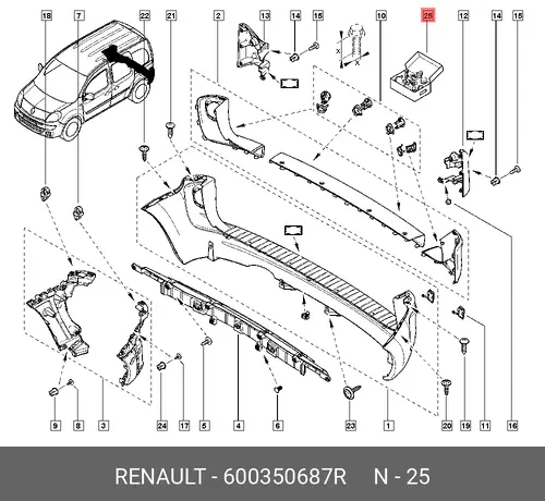 КРЕПЕЖ БАМПЕРА ЗАДН 600350687R RENAULT