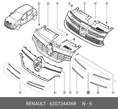 Решетка радиатора RENAULT 620724436R