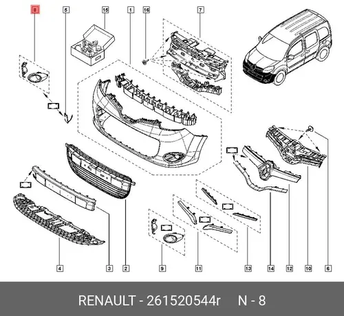 261520544R Облицовка ПТФ к/т Kangoo RENAULT