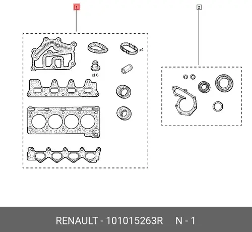  КОМПЛ ПРОКЛАДОК ДВС 29ШТ(МЕТ,ПАРОНИТ,РЕ 101015263R RENAULT
