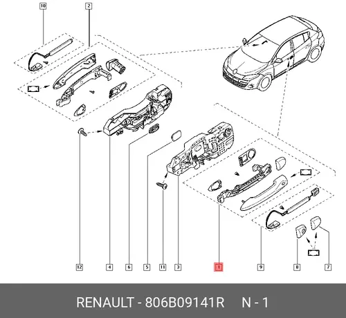 Ручка двери RENAULT 806B09141R
