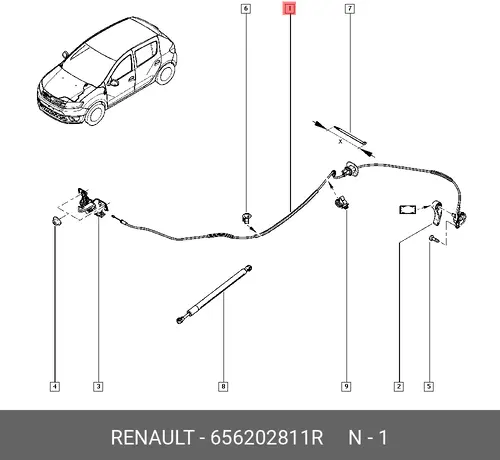 ТРОС ЗАМКА КАПОТА 656202811R RENAULT