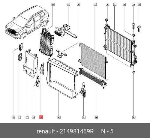кронштейн диффузора радиатора правый!\ Renault 214981469R