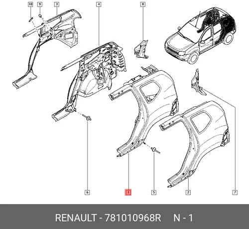 Крыло RENAULT 781010968R