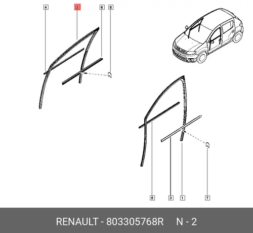 Уплотнитель двери RENAULT 803305768R