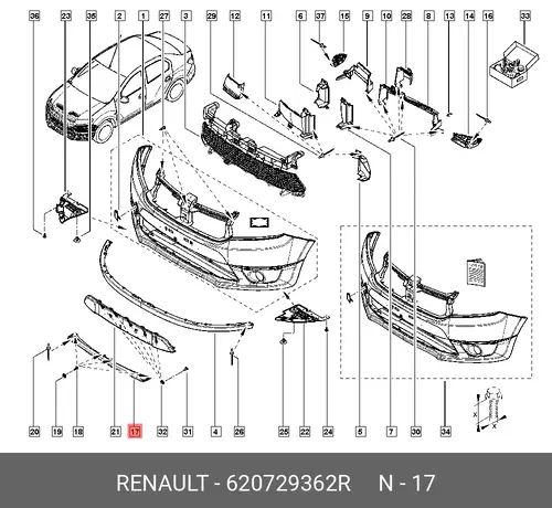 накладка пер бампера!\ Renault 620729362R