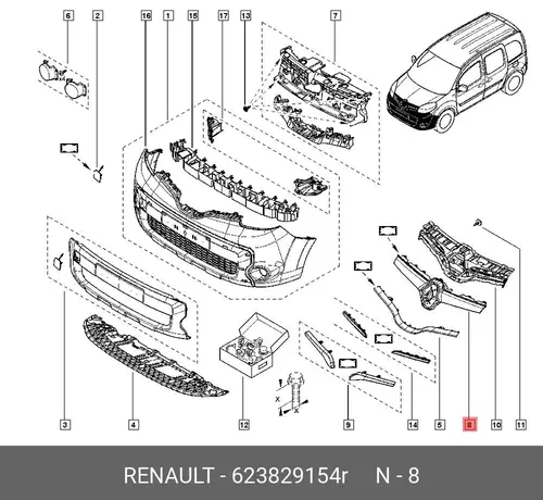 Решетка радиатора RENAULT 623829154R