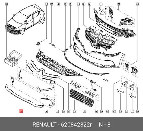 ENJOLIVEUR INF BOUCLIER AV 620842822R RENAULT