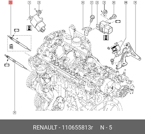Свеча накаливания RENAULT 110655813R