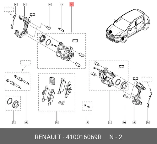 СУППОРТ ТОРМОЗА ПЕРЕДНИЙ ПРАВЫЙ 410016069R RENAULT