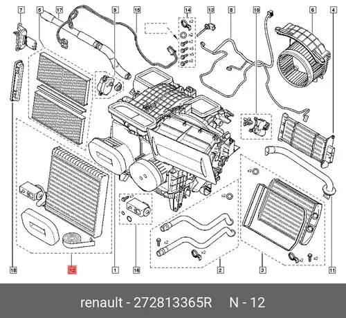  КОМПЛ ИСПАРИТЕЛЯ КОНДИЦИОНЕРА 272813365R RENAULT