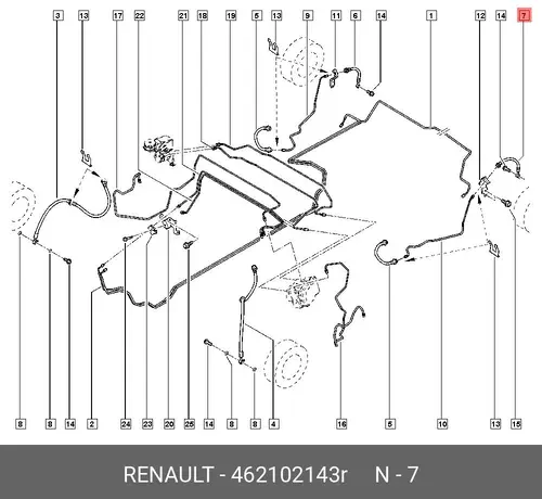 ШЛАНГ ТОРМОЗНОЙ ЗАДНИЙ 462102143R RENAULT