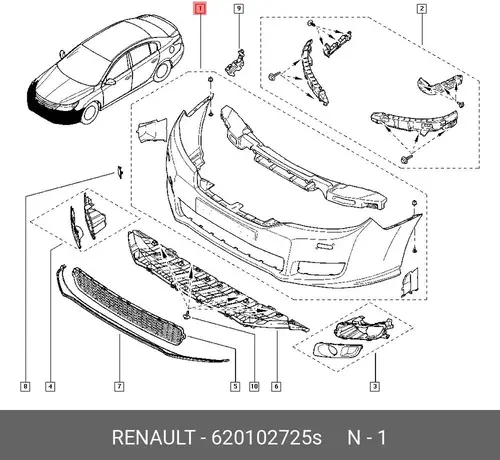 FRONT BUMPER RENAULT SAMSUNG 620102725S