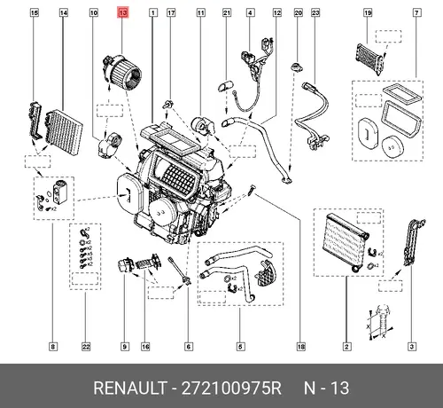 Вентилятор отопителя RENAULT 272100975R
