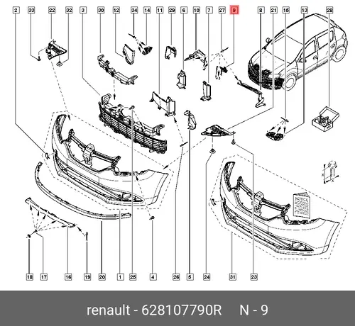 дефлектор бампера пер!\ Renault 628107790R