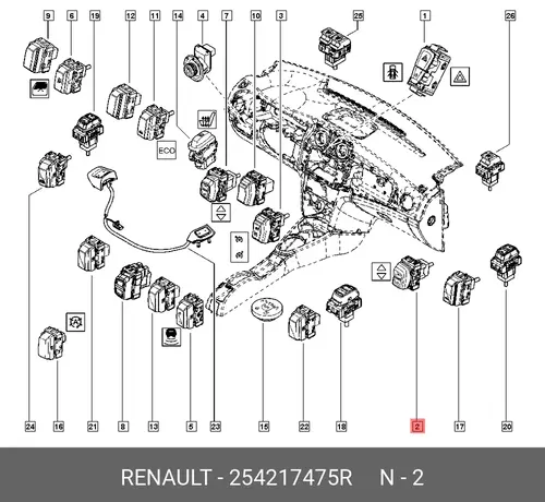 254217475R RENAULT КНОПКА ЛОГАН 2