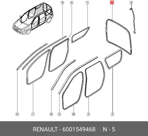 Уплотнитель двери RENAULT 6001549468