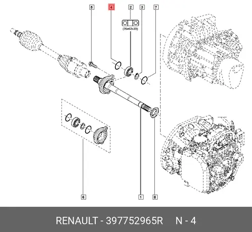 Кольцо уплотнительное автомобильное RENAULT 397752965R