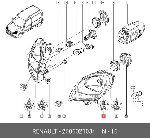 Фара RENAULT 260602103R