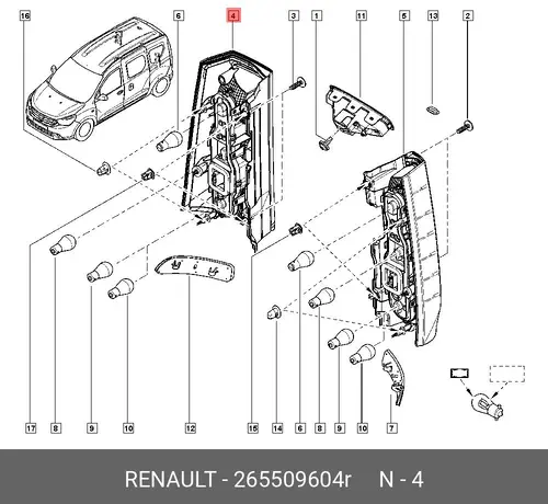 Фонарь задний RENAULT 265509604R