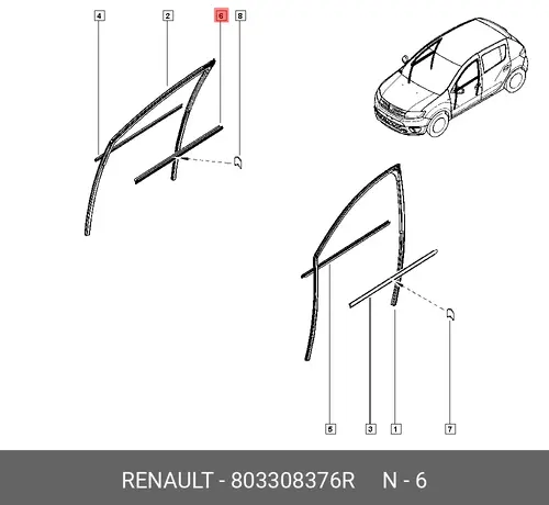 Уплотнитель двери RENAULT 803308376R